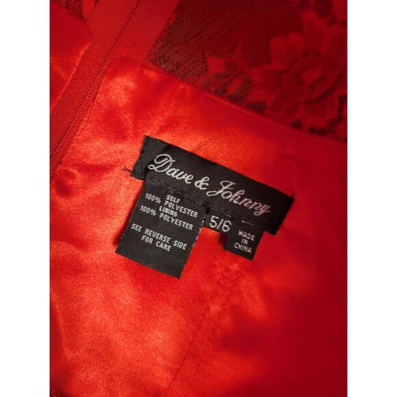 Dave and Johnny A5449 Short 2 Piece Red Dress Lace Size 5/6 Small - Picture 7 of 8